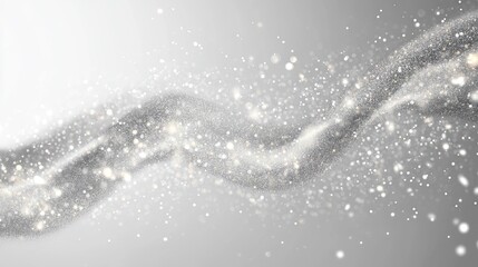 Sparkling white glitter wave effect on a transparent or white background. -