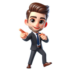 Cartoon businessman point finger to indicate something