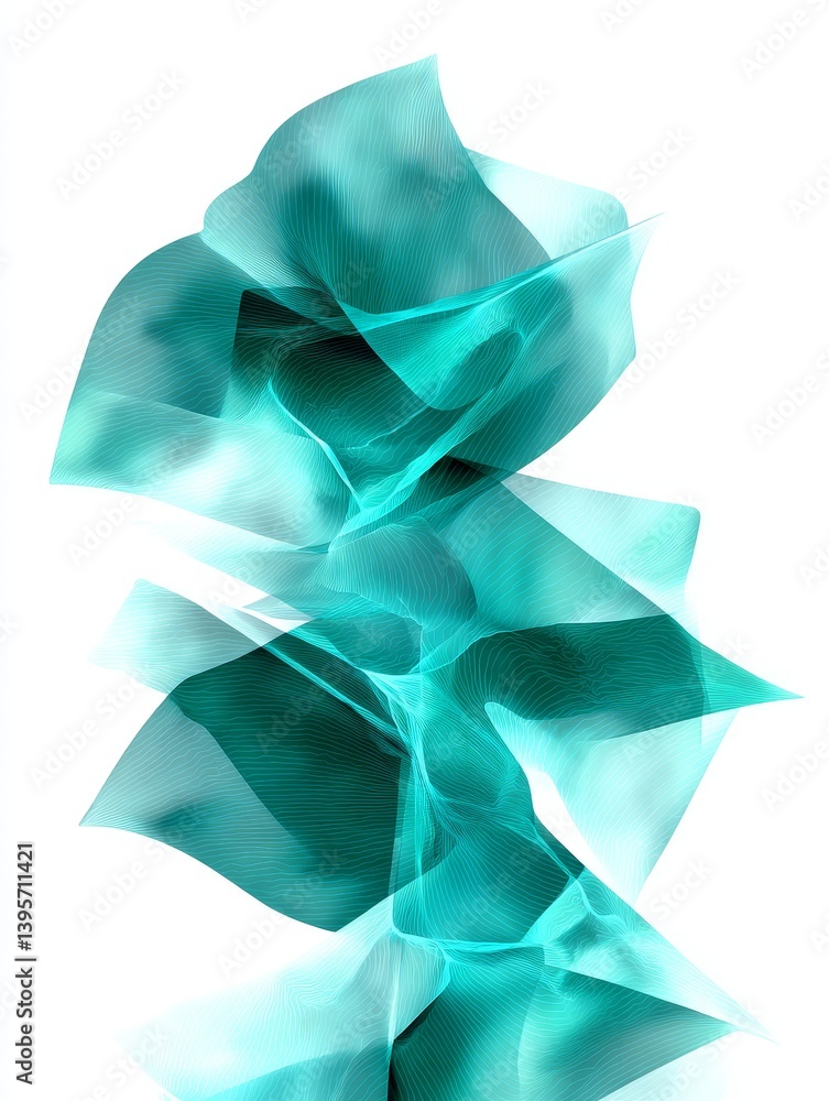 Poster teal abstract flowing forms - abstract of teal flowing shapes against a white background. elegant an