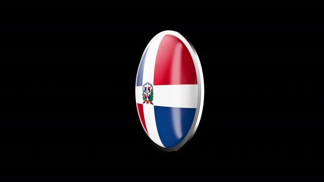Dominic Republic Flag Badge, Full HD 1920X1080 Resolution, Duration clip 06 sec, Alpha Transparent