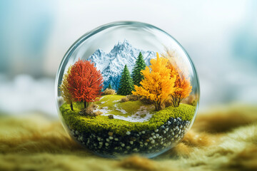 four season miniature globe in one vase 