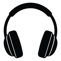Black Headphone silhouette vector isolated on white background