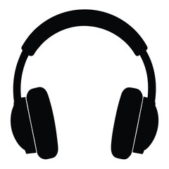 Black Headphone silhouette vector isolated on white background
