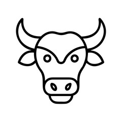 Cow head vector illustration, farm animal graphic design, livestock outline icon image