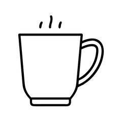 Outline drawing of a steaming hot coffee cup vector illustration clip art image