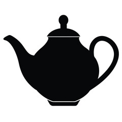 classic teapot silhouette vector isolated on white background