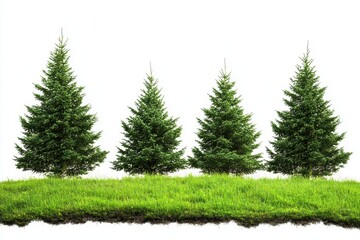Obraz premium A trees on a grassy patch isolated white background