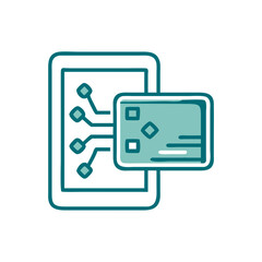 Digital asset icon with circuit board and card design  