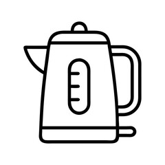 Electric kettle vector icon illustration for kitchen appliance and hot water needs