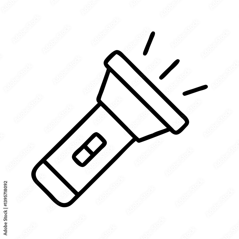 Poster flashlight vector icon illustration light beam portable torch light source tool