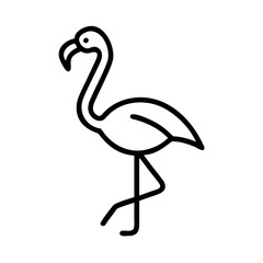 Flamingo line art vector illustration tropical bird design icon outline drawing image
