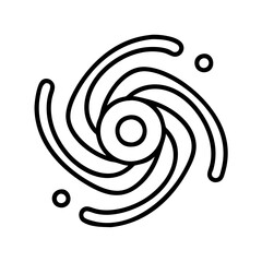 Abstract galaxy swirl vector icon, cosmic spiral illustration, black and white art