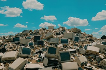Electronic Waste Mountain Under Sky