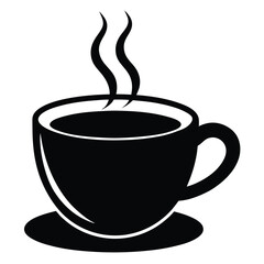 hot cup of coffee silhouette vector isolated on white background