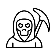 Grim reaper death halloween skeleton scythe horror spooky outline vector icon image