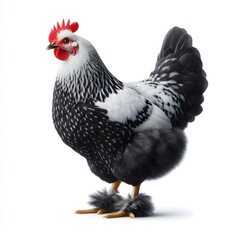 Fototapeta premium Black and white chicken isolated use for farm animals