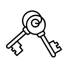 Unlock security with this outline drawing of two keys for your design projects
