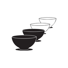 Minimalist Black and White Vector Illustration of  Bowls