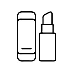 Outline drawing of lipstick and its case for makeup beauty and cosmetic product