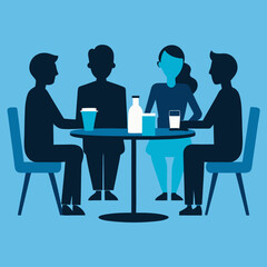 Business meeting in office silhouette art illustration