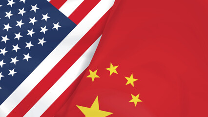 The flag of the USA and China on the same background. Political and diplomatic relations. Editable image.