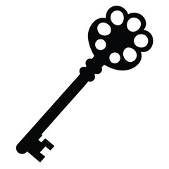 Obraz premium vintage style key silhouette vector isolated on white background