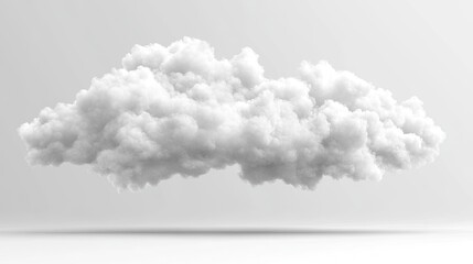 Single white cloud, isolated on white or transparent PNG. --