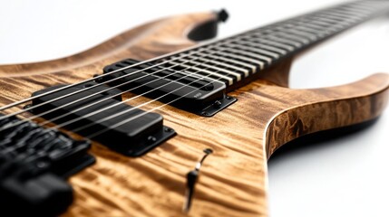 Fototapeta premium lose-up of fretboard being played, isolated on white background