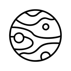Planet jupiter icon vector illustration of space planet with moon and gas giant