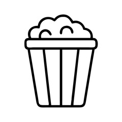 Popcorn bucket vector icon illustration, movie snack, outline style, cinema food