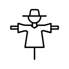 Scarecrow outline vector icon illustration for autumn harvest and halloween theme