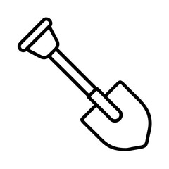 Shovel outline icon vector illustration, digging tool for gardening and farming