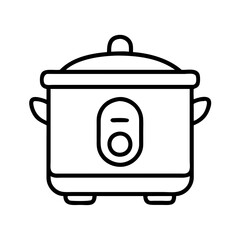 Rice cooker appliance kitchen tool outline icon for cooking delicious rice meals