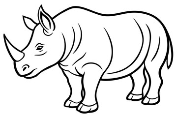 Minimalist Rhinoceros Line Art on White Background