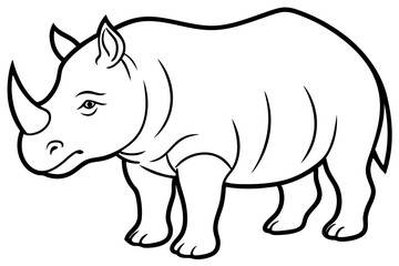 Minimalist Rhinoceros Line Art on White Background