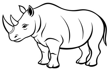 Minimalist Rhinoceros Line Art on White Background