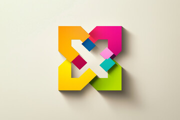 A colorful geometric design featuring interconnected shapes that create a dynamic visual experience. The vibrant colors and layered forms add depth and interest, ideal for modern design projects.