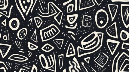 Naklejka premium Monochrome Abstract Shapes Backdrop with Bold Brushstrokes and Organic Forms
