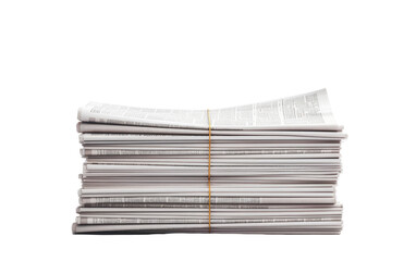 A stack of newspapers tightly bound together representing news information and the daily updates of the world A simple