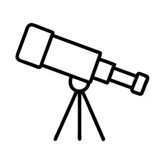 Telescope for astronomy stargazing and space exploration vector outline icon design