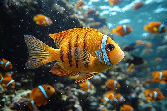 Ocean fish blending seamlessly into their surroundings with natural camouflage techniques