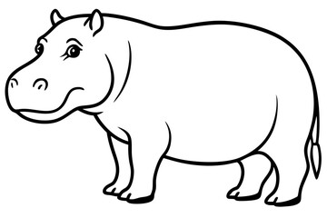 Minimalist Hippopotamus Line Art Vector on White Background