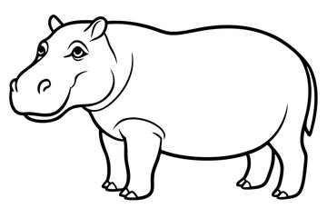 Minimalist Hippopotamus Line Art Vector on White Background