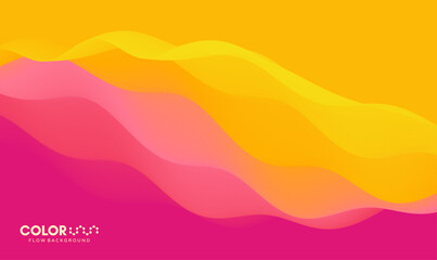 3D abstract wavy background with beautiful gradient colour transition. Dynamic wave. Vector illustration for banner, flyer, brochure, booklet, presentation or website design.