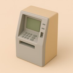 Minimalistic isometric 3d illustration of an atm