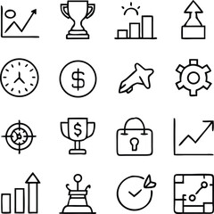 Strategy Icon Pack Vector | Planning, Tactics & Business Goal Line Icons