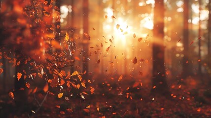 Warm sunlight filtering through autumn leaves