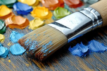 Fototapeta premium Colorful paint brush strokes on artist's palette