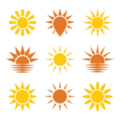 Fototapeta premium Sun Logo Design Vector, logo design sun modern simple template, Group Sun Logo Design