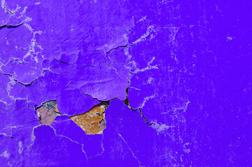 Texture background of dark purple peeling paint on the old rough texture surface
